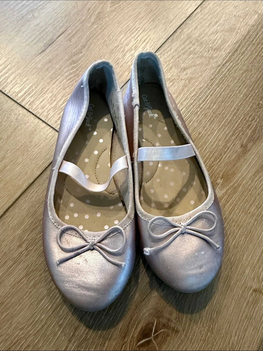 Cat & Jack Metallic Pink Girls Ballet Flats with Bow